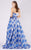 MNM COUTURE - M0040 Two Tone Floral Printed Mikado A-line Dress In Black and Red