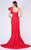 MNM COUTURE - M0042 Embroidered Asymmetric Mermaid Dress With Train In Red