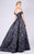 MNM COUTURE - M0047 Off-shoulder Jacquard Pleated Ballgown In Black