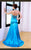 MNM Couture - 5982 Bedazzled Halter Trumpet Dress In Pink and Blue