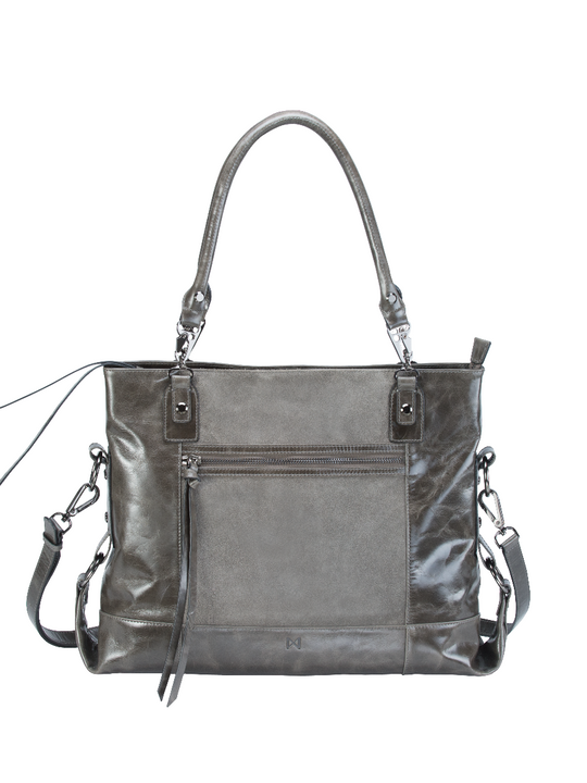 EUNOIA dual-textured shoulder bag Grey/Gunmetal / Genuine Leather