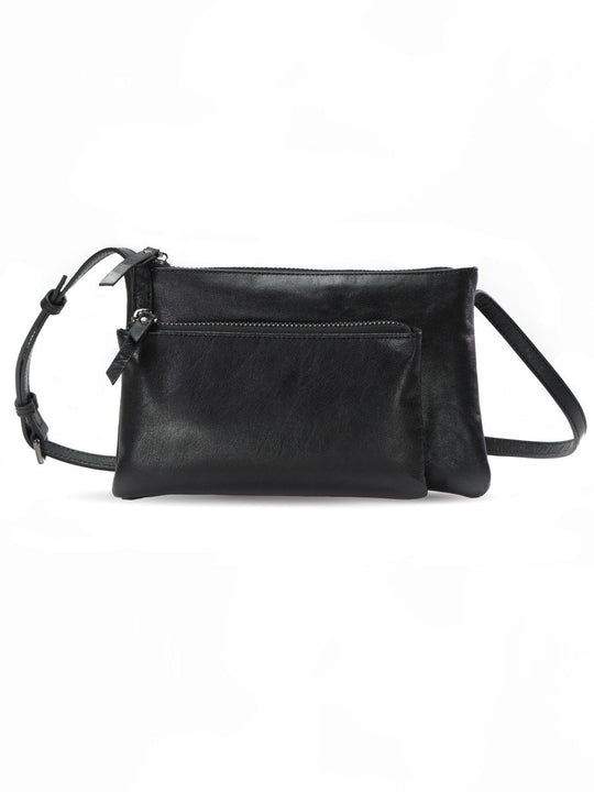 KAIROS 2-pocket crossbody Black / Genuine Leather
