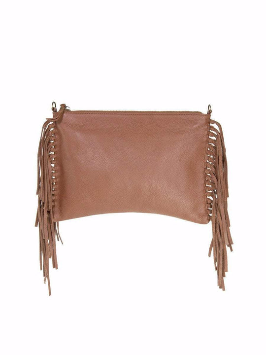 MOFE Handbags -  KALON fringe crossbody & clutch Cognac Brown / Genuine Leather