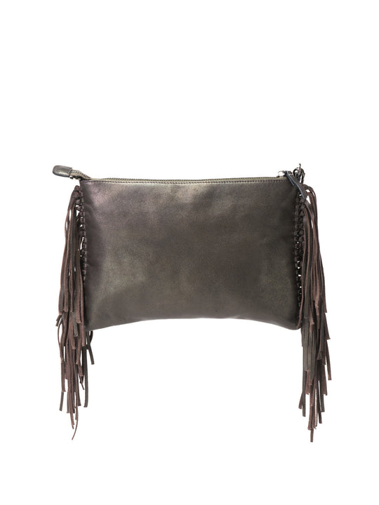 KALON fringe crossbody & clutch Gold Roast Coffee / Genuine Leather