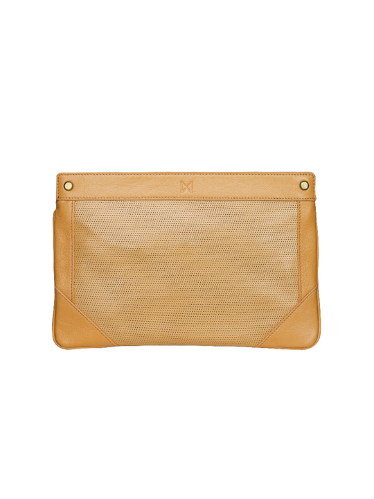 LACUNA sleek clutch Tan/Brass / Genuine Leather