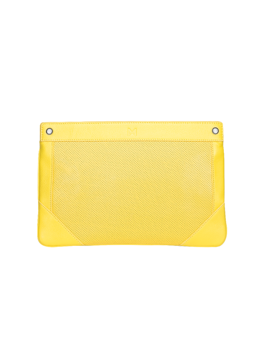 LACUNA sleek clutch Yellow/Gunmetal / Genuine Leather