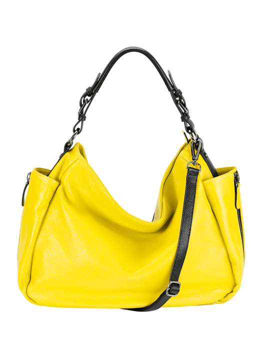 MOFE Handbags -  RHAPSODIC slouchy hobo bag Yellow/Black / Genuine Leather