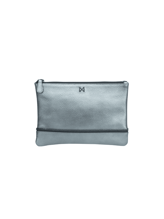 MOFE Handbags -  SAGE pouch clutch Pewter/Gunmetal / Genuine Leather