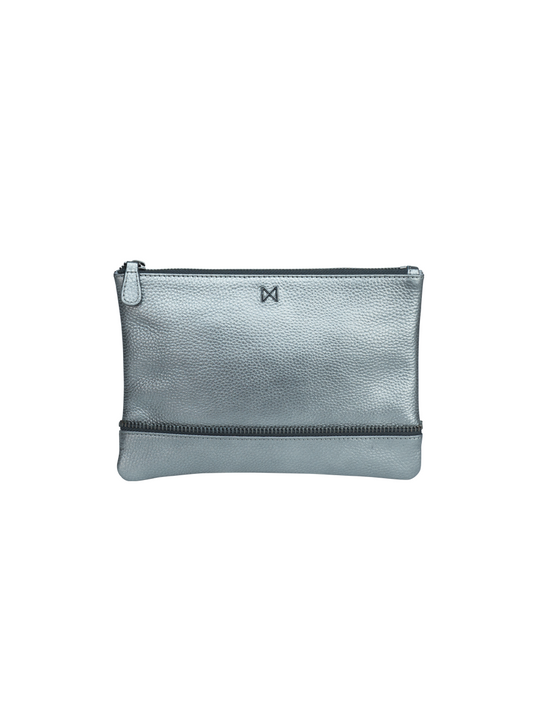 SAGE pouch clutch Pewter/Gunmetal / Genuine Leather