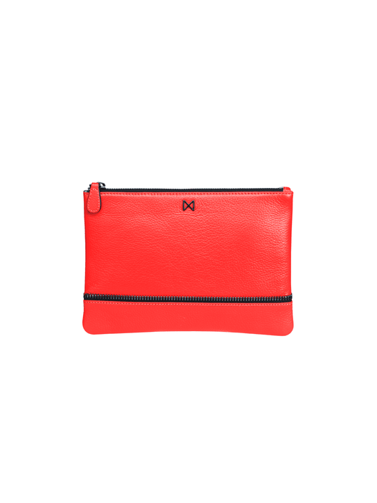MOFE Handbags -  SAGE pouch clutch Tomato/Gunmetal / Genuine Leather