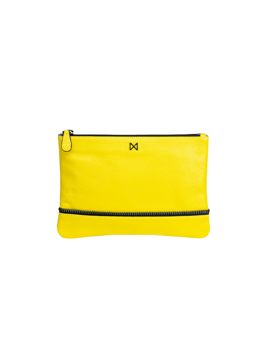 MOFE Handbags -  SAGE pouch clutch Yellow/Gunmetal / Genuine Leather