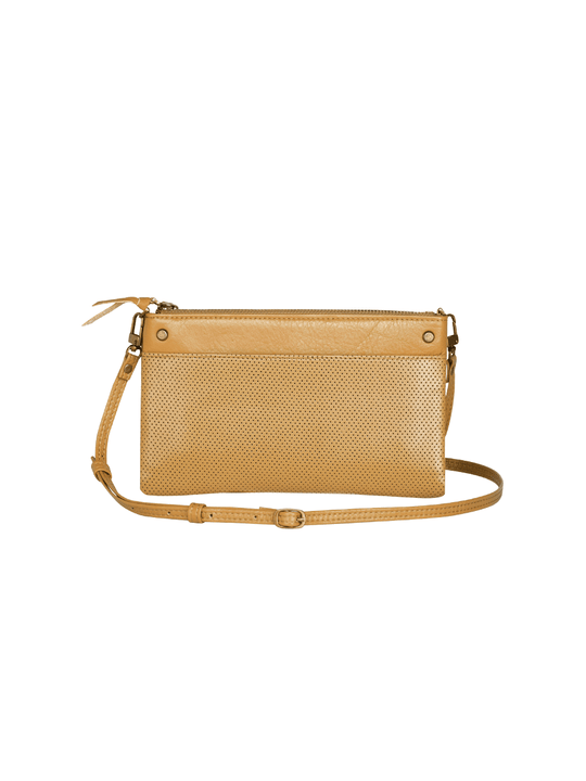 MOFE Handbags -  SONDER perforated crossbody wallet Tan/Brass / Genuine Leather