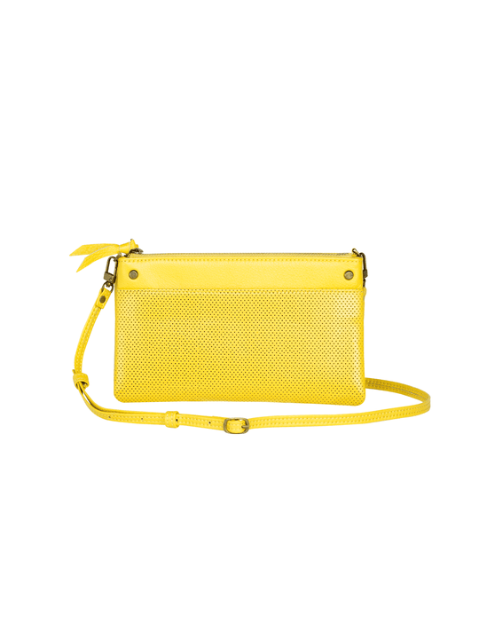 MOFE Handbags -  SONDER perforated crossbody wallet Yellow/Brass / Genuine Leather