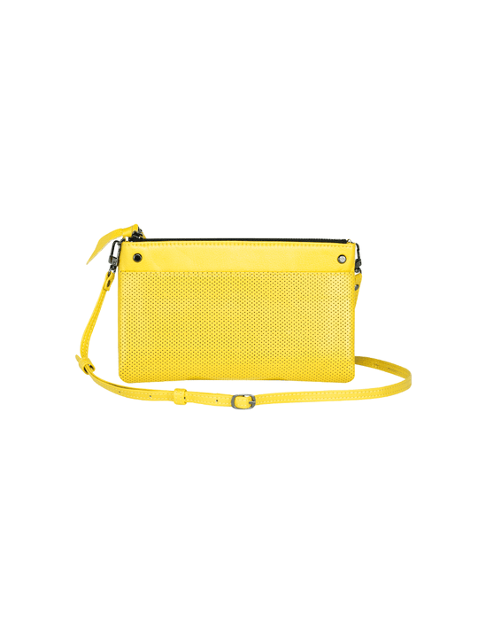 MOFE Handbags -  SONDER perforated crossbody wallet Yellow/Gunmetal / Genuine Leather