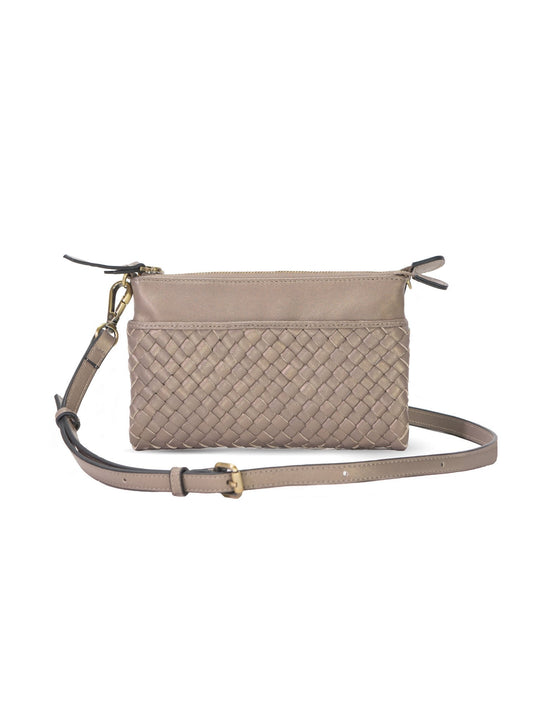 SONDER woven crossbody, wallet & clutch Champagne Taupe / Genuine Leather