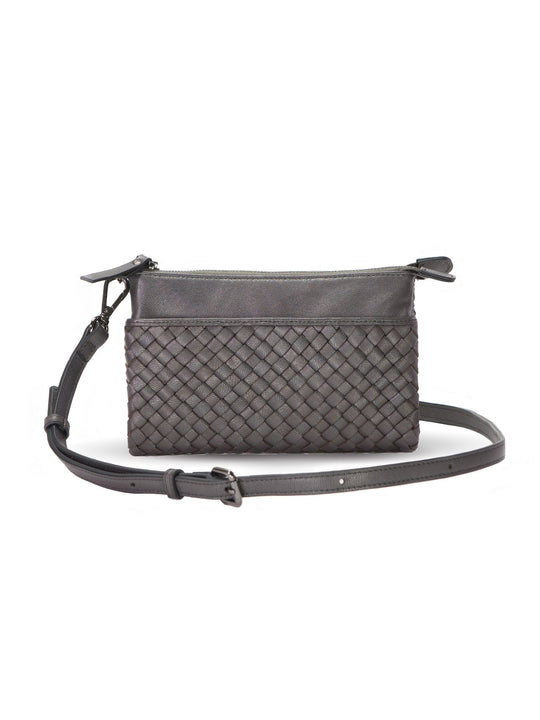 SONDER woven crossbody, wallet & clutch Pewter Grey / Genuine Leather