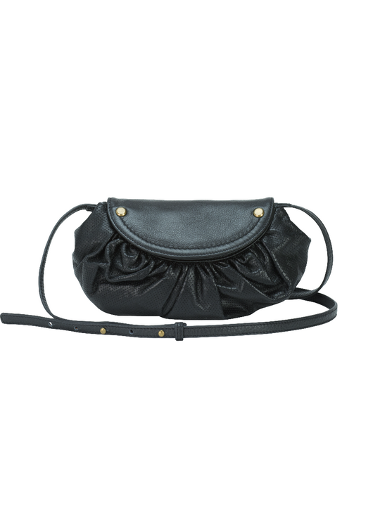 BIJOU crescent crossbody bag & clutch Black/Brass / Genuine Leather