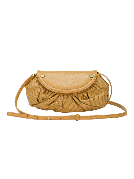 BIJOU crescent crossbody bag & clutch Tan/Brass / Genuine Leather