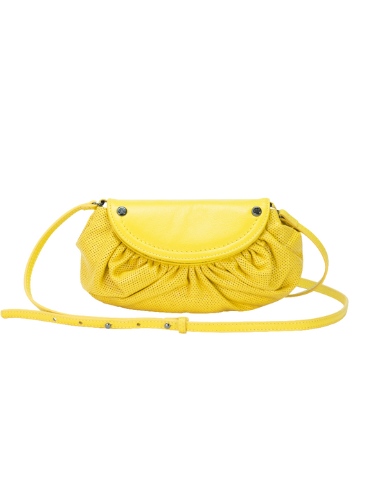 BIJOU crescent crossbody bag & clutch Yellow/Gunmetal / Genuine Leather