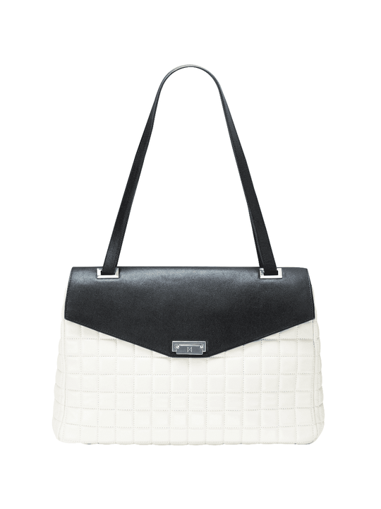 MOFE Handbags -  CITY GIRL attaché work bag Ivory/Black / Genuine Leather
