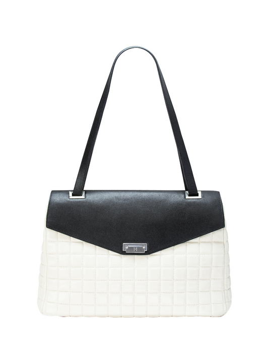 CITY GIRL attaché work bag Ivory/Black / Genuine Leather