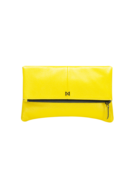 ESOTERIC foldover clutch Yellow/Gunmetal / Genuine Leather