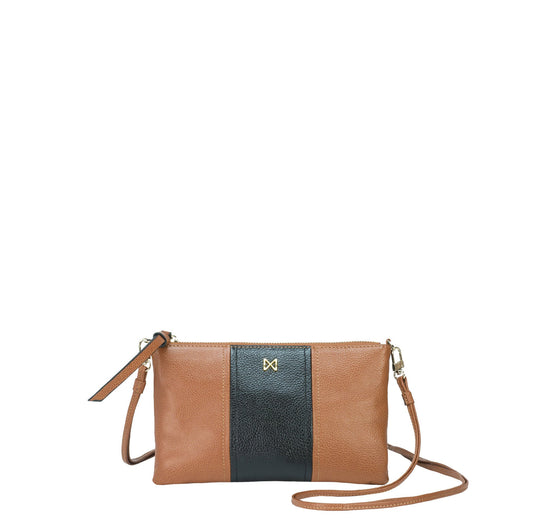 KINETIC colorblock crossbody & clutch Brown/Black / Genuine Leather