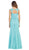 May Queen Cap Sleeves Lace V-neck Trumpet Evening Gown MQ-1217 in Blue