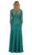 May Queen - Sheer Quarter Sleeve  Long Lace Evening Gown