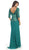 Lace Bodice Quarter Sleeve A-Line Evening Dress