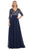 Quarter Sleeve Illusion Empire Formal Dress