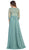Quarter Sleeve Illusion Empire Formal Dress