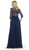 Quarter Sleeve Illusion Empire Formal Dress