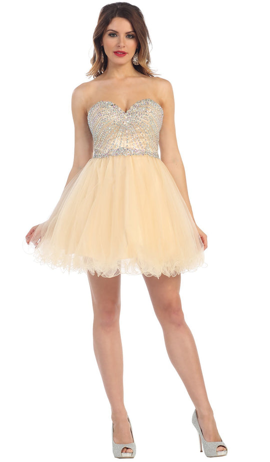 Bejeweled Sweetheart A-line Evening Dress