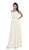 May Queen - MQ1400 Jeweled V-Neck Chiffon A-Line Evening Dress In White