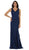 Lace Embellished V-neck Sheath Evening Dress