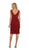 May Queen - MQ1485 Embroidered V-Neck Sheath Cocktail Dress In Red