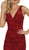 May Queen - MQ1485 Embroidered V-Neck Sheath Cocktail Dress In Red