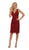 May Queen - MQ1485 Embroidered V-Neck Sheath Cocktail Dress In Red