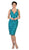 May Queen - MQ1485 Embroidered V-Neck Sheath Cocktail Dress In Green