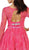 May Queen - MQ1490 Sheer Long Sleeve A-line Cocktail Dress In Pink