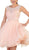 May Queen - MQ1498 Lace Pleated A-Line Cocktail Dress In Pink