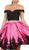 May Queen - MQ1504 Two Piece Off-Shoulder Cocktail Dress In Black and Pink