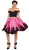 May Queen - MQ1504 Two Piece Off-Shoulder Cocktail Dress In Black and Pink