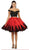 May Queen - MQ1504 Two Piece Off-Shoulder Cocktail Dress In Black and Red