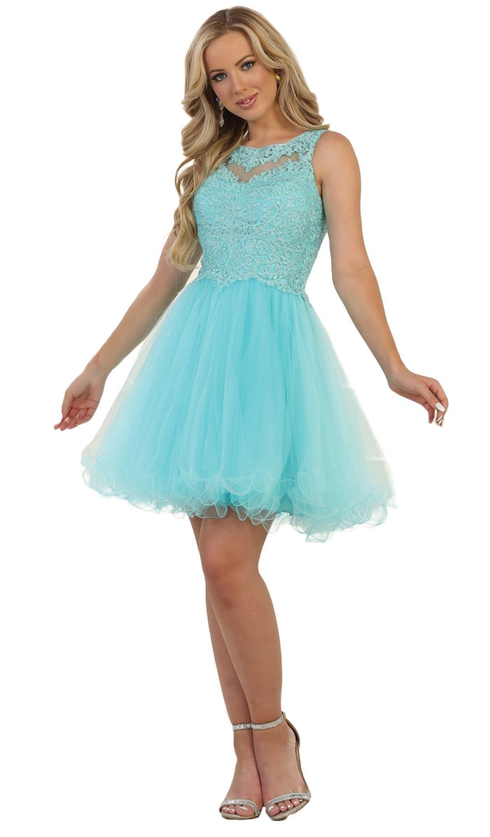 Embellished Jewel A-line Homecoming Dress