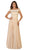 May Queen - MQ1514 Lace Overlaid Off-Shoulder A-Line Bridal Gown in Neutral