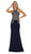 May Queen - MQ1538 Gilded Halter Neck Trumpet Dress In Blue