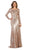May Queen - MQ1552 Embellished Long Sleeve Trumpet Dress In Pink