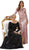 May Queen - MQ1552 Embellished Long Sleeve Trumpet Dress In Black and Pink